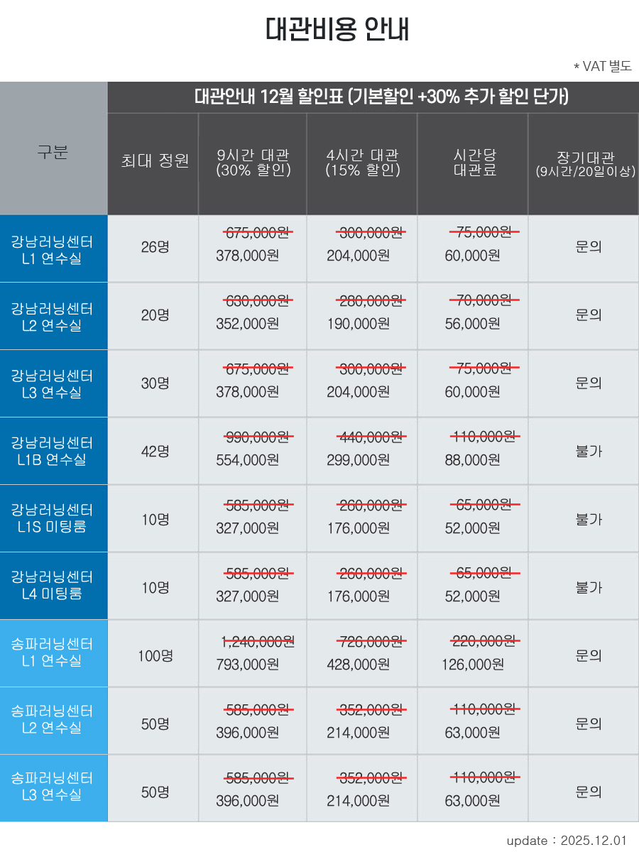 25년도 12월 가격표